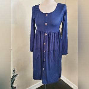 Navy blue long-sleeve dress, size small